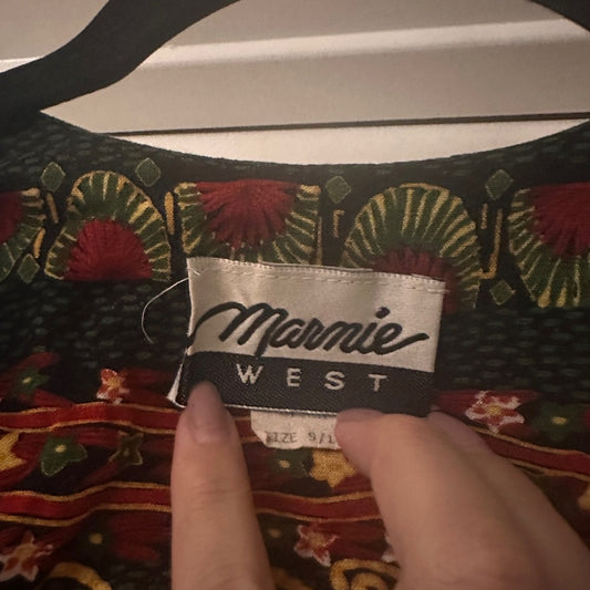 Vintage Marnie West Indian block print blazer geometric print size 9/10