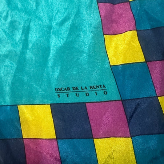 Oscar de la Renta studio blue silk rectangle scarf