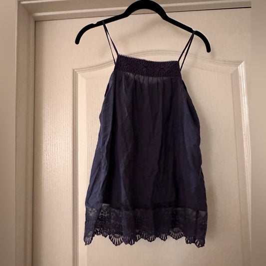 Naked Zebra navy blue silk blend gauze tank size small