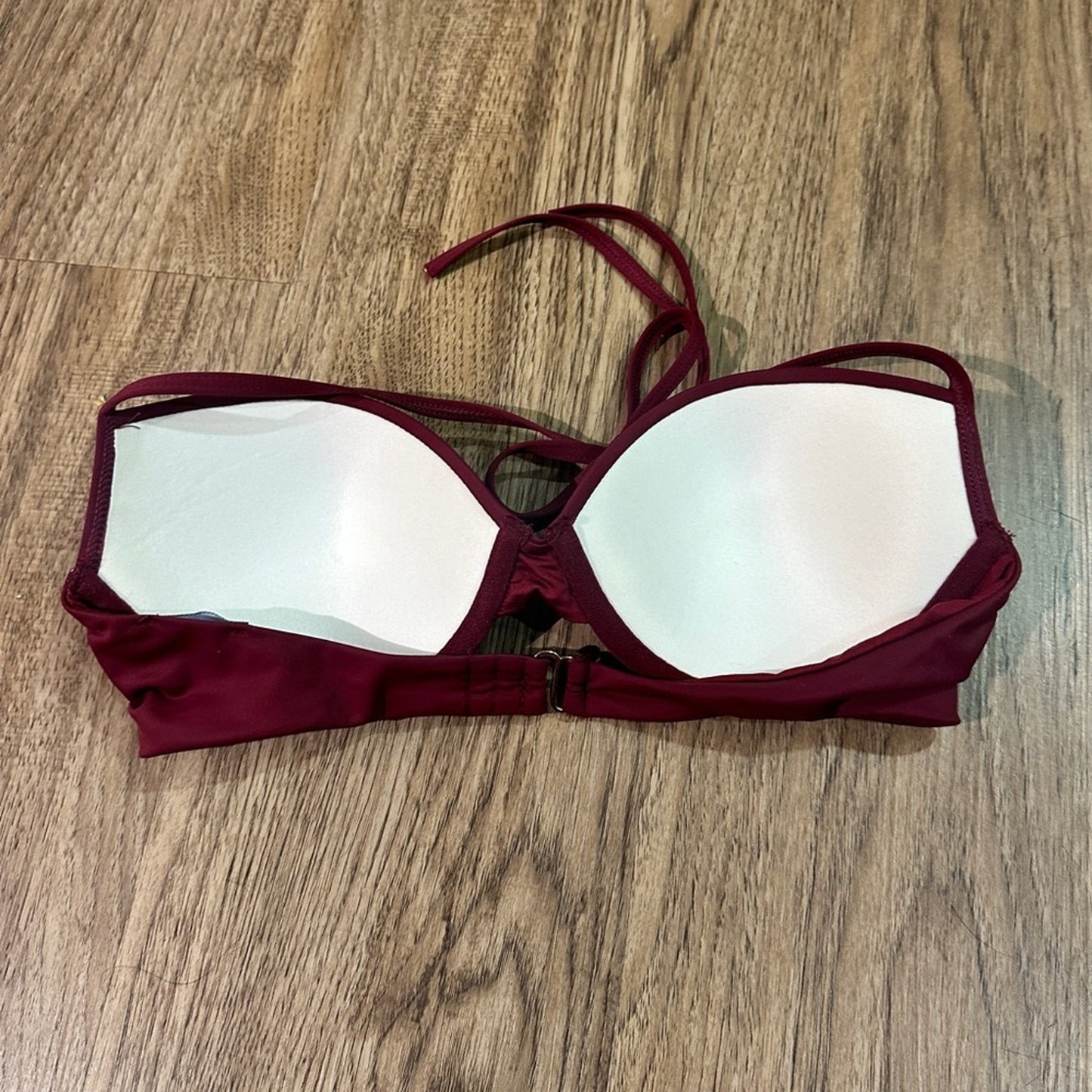 Icon swim dark red padded bikini halter top size small