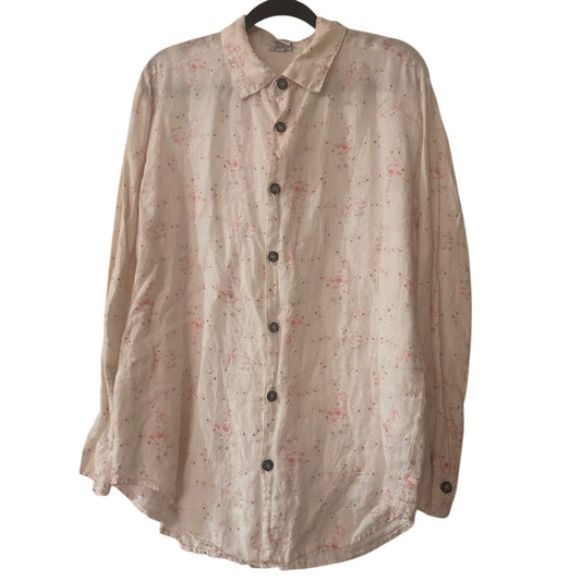 🍷Vintage CP SHADES white micro floral print button up shirt size medium