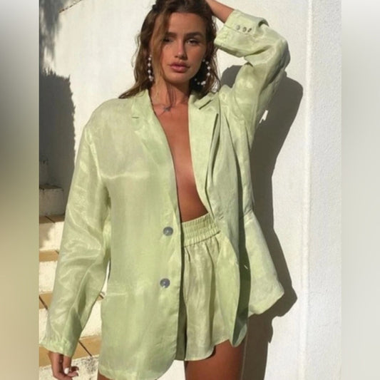 Zara fillsens green blazer size M/L