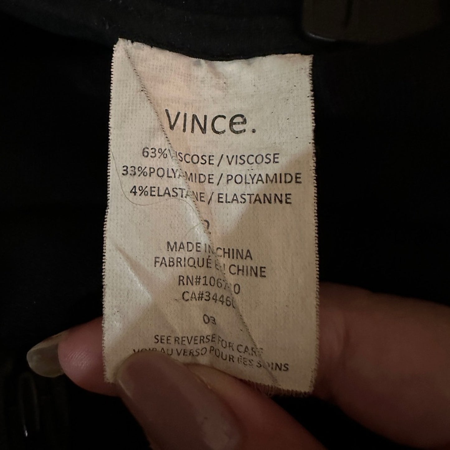 Vince Black Trouser Pants Size 2
