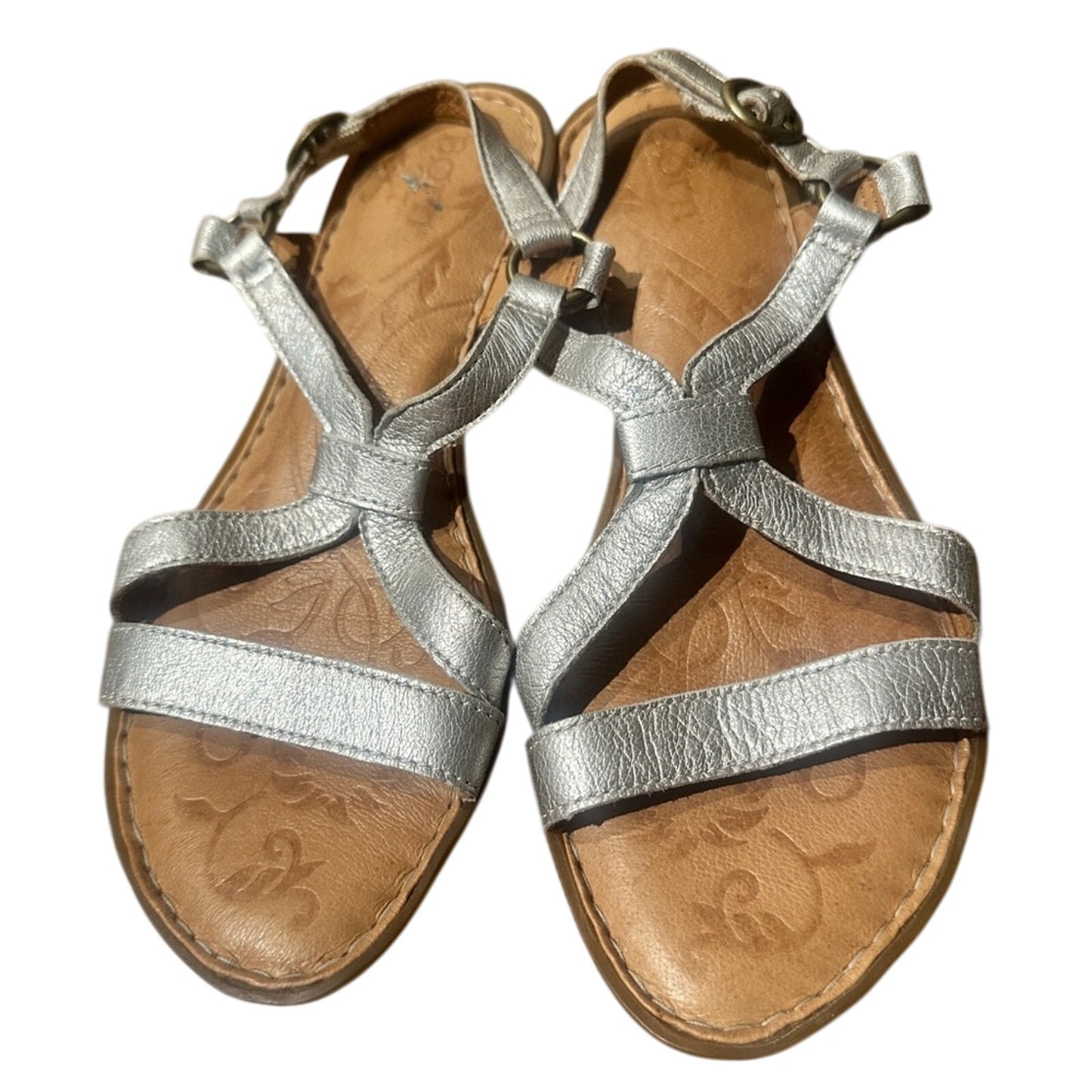 🍷Born silver and brown leather sandals size 7