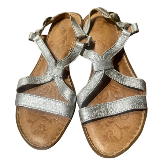 🍷Born silver and brown leather sandals size 7