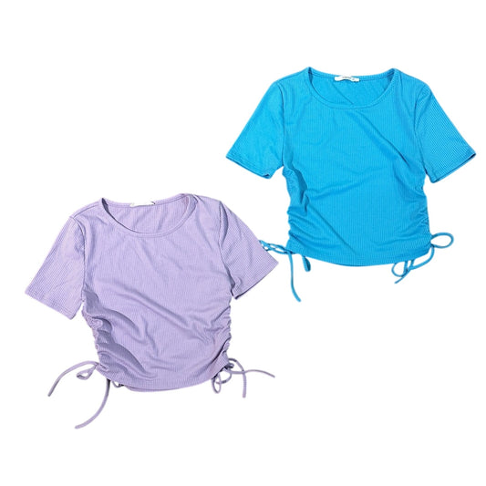 Timing set of 2 ribbed knit baby short sleeve tees size medium