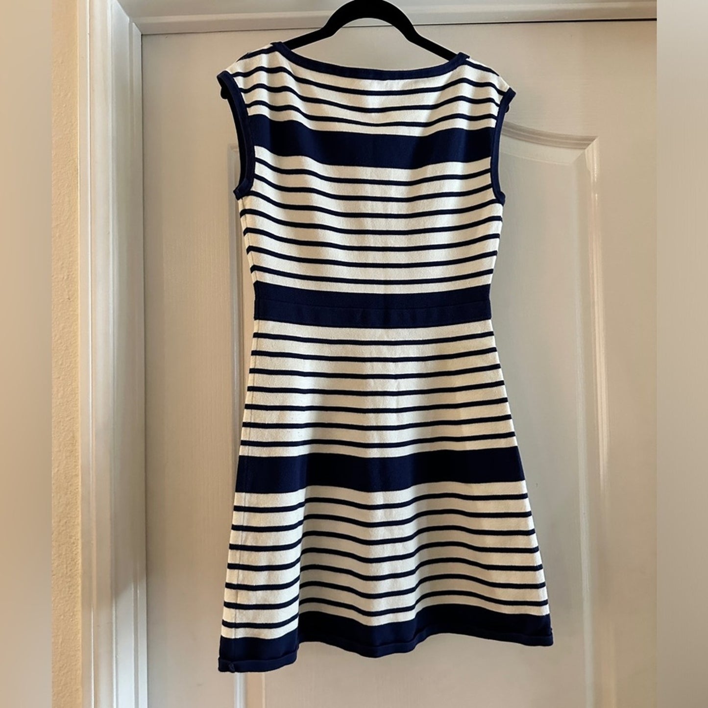 🍷Trina TRINA TURK navy and white striped knit mini dress size medium