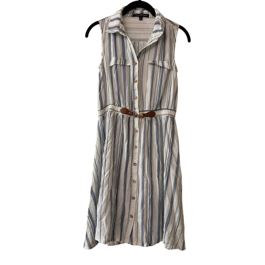 Ryan Michelle Striped Sleeveless Dress with Faux Belt Detail Size Small