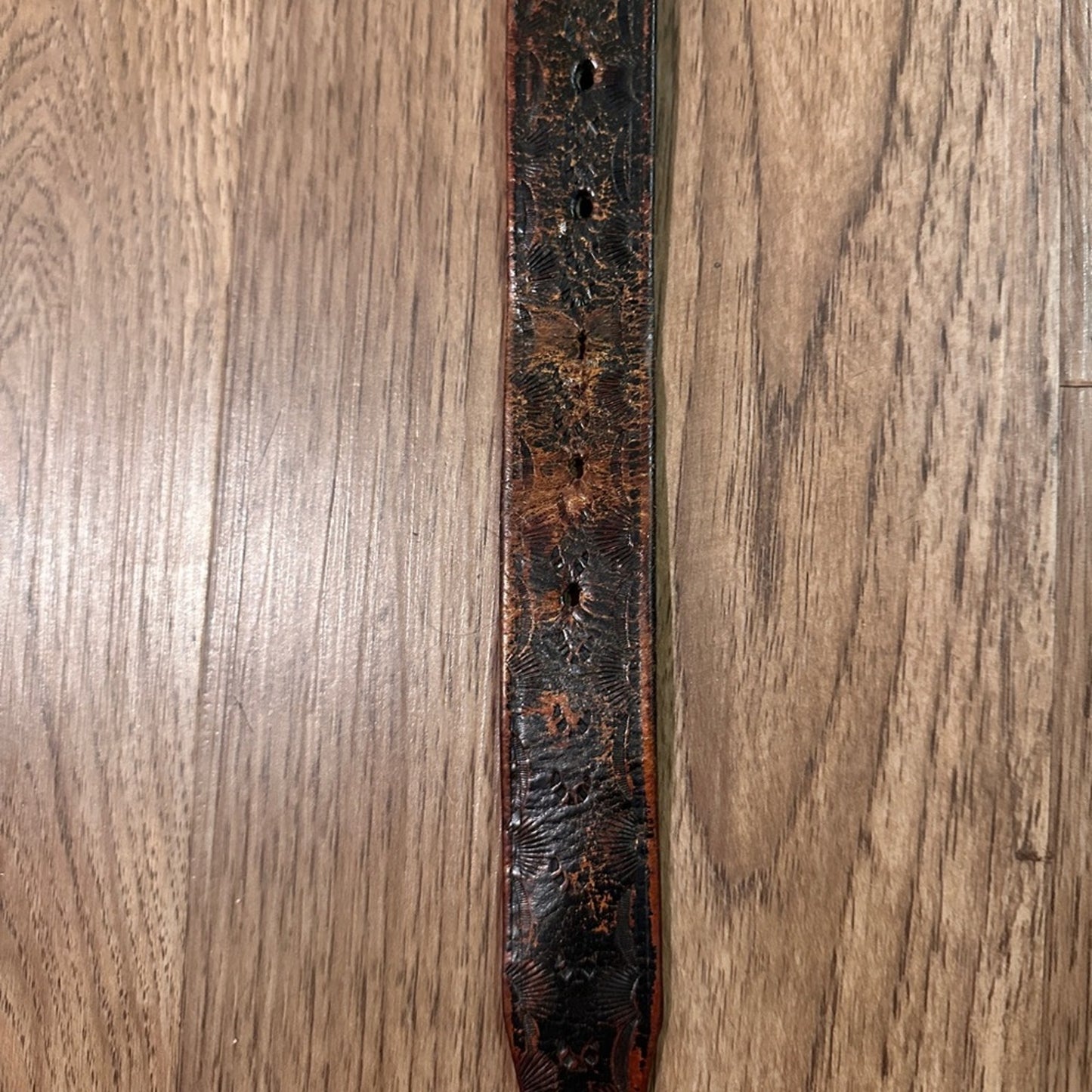 Distressed brown leather belt