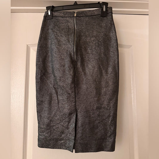 Zara TRF grey silver metallic pencil skirt size small