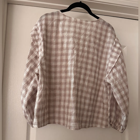 A New Approach Plaid V-Neck Women's Top M