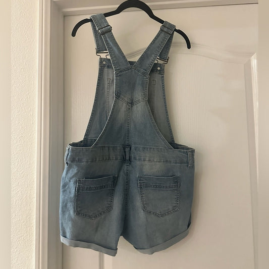 Vintage Blue Spice lightwash denim short overalls