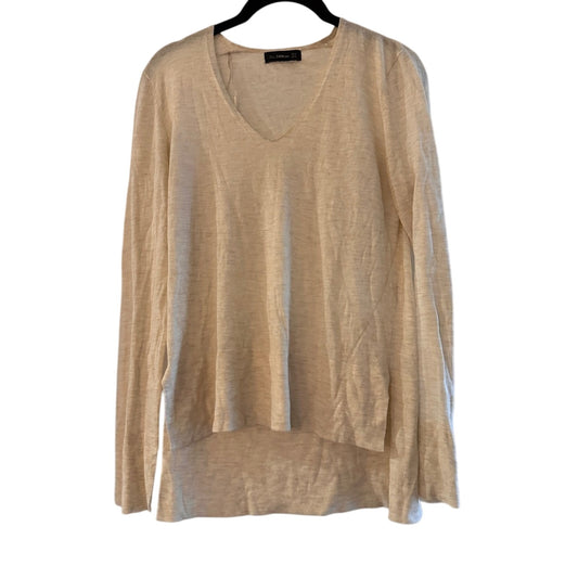 Zara knit cozy lightweight oatmeal vneck sweater size xs