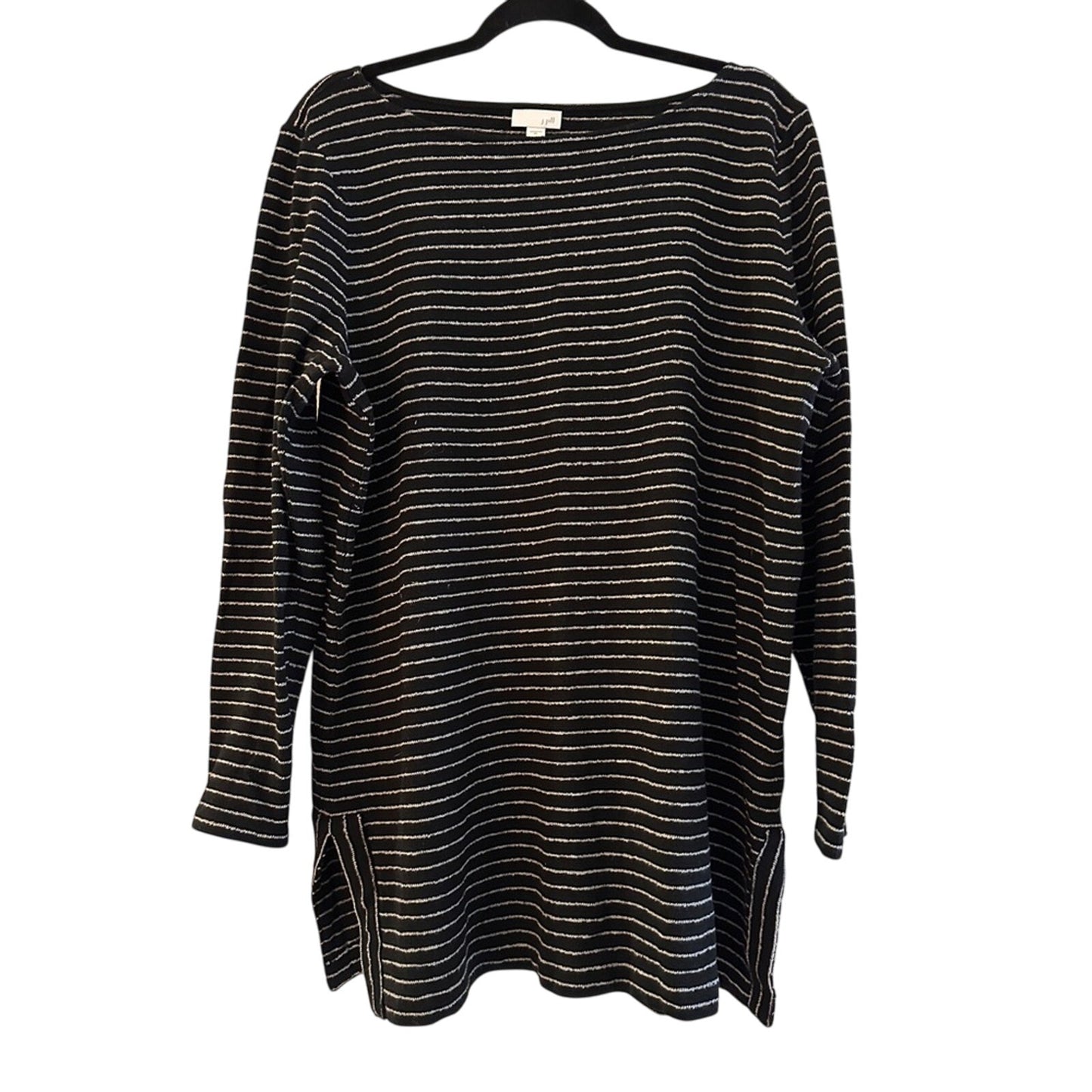 🍷J.Jill navy and white striped micro terry tunic top size XL