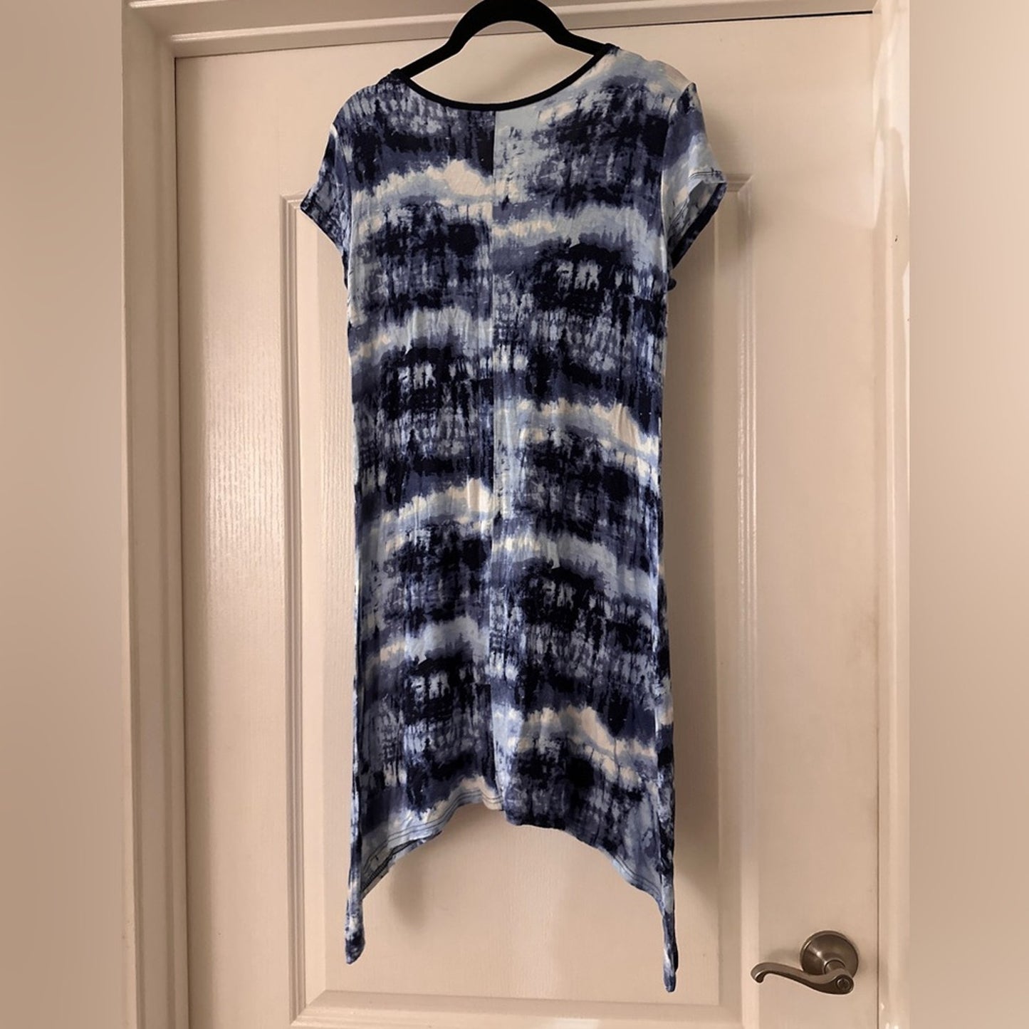 Ultra flirt Y2K blue and white print mini see shirt dress size medium