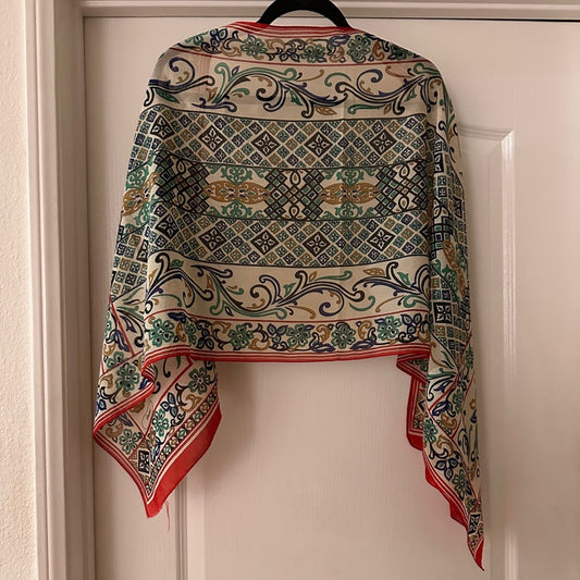 Vintage Piramit chiffon Elegant Multicolor Patterned Scarf