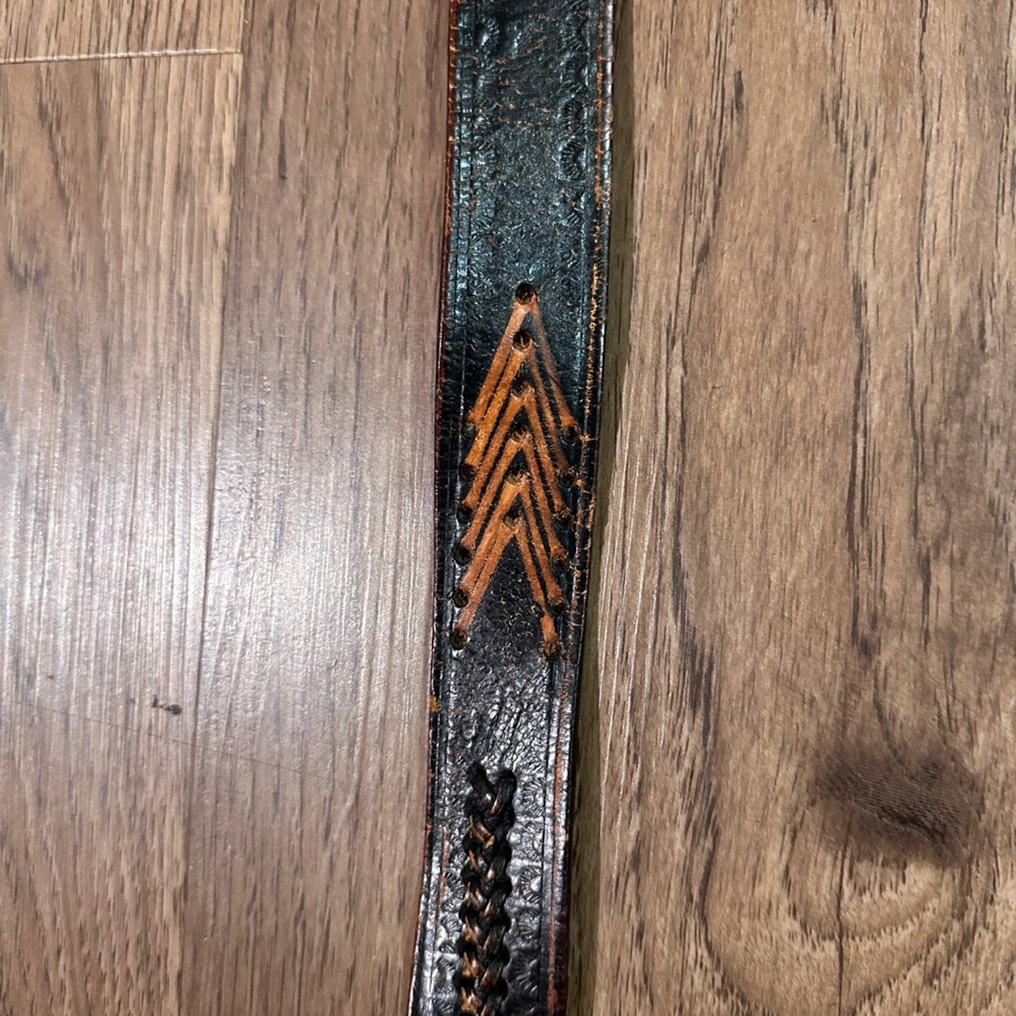 Distressed brown leather belt