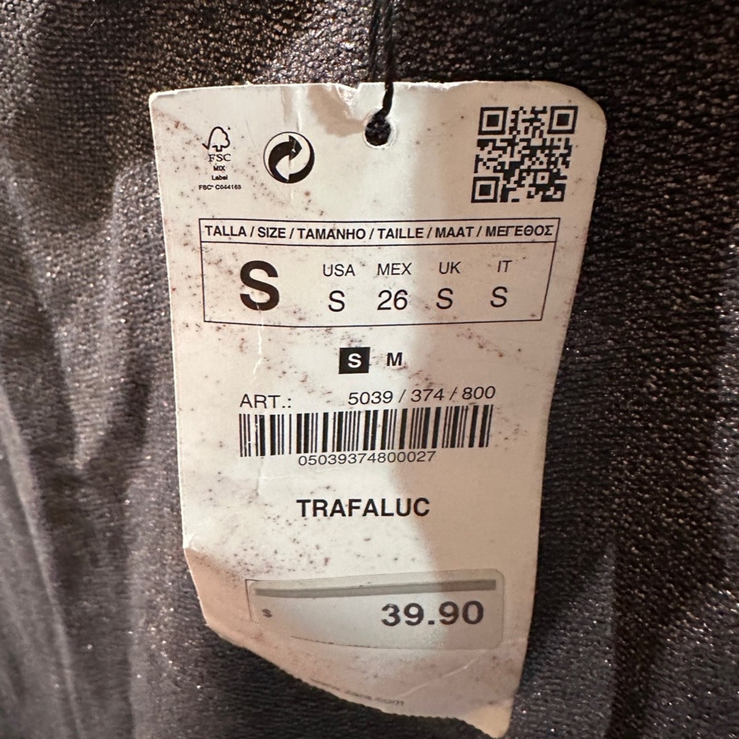 Zara TRF grey silver metallic pencil skirt size small