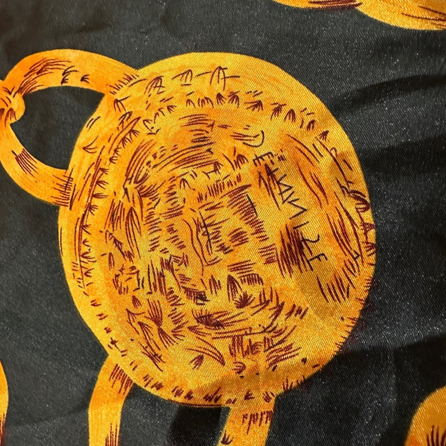 Dennis green and gold poly chiffon scarf