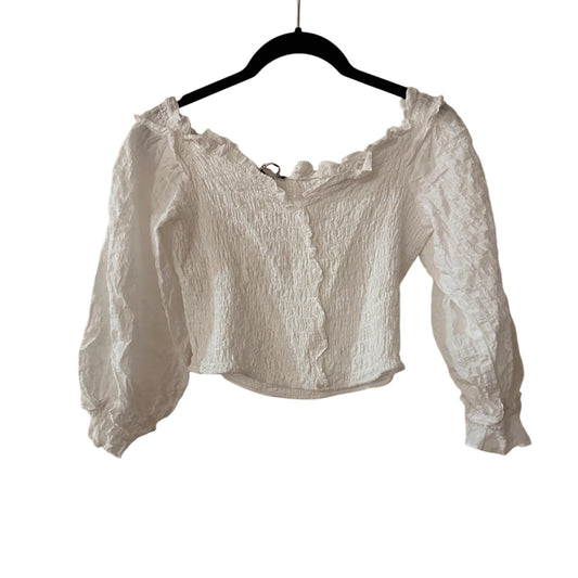 Zara white puff sleeve crop top size medium