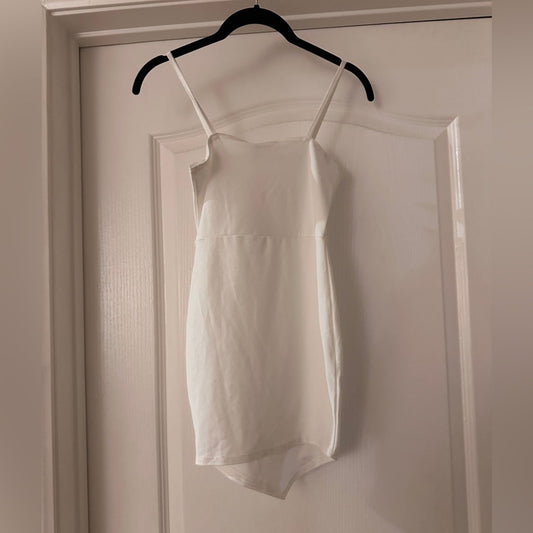 NWT boohoo white ivory square neck micro mini bodycon dress size 2