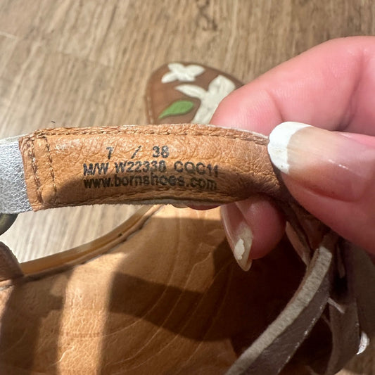 🍷Born silver and brown leather sandals size 7