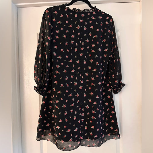 Forever 21 black and rosette floral print dress size small