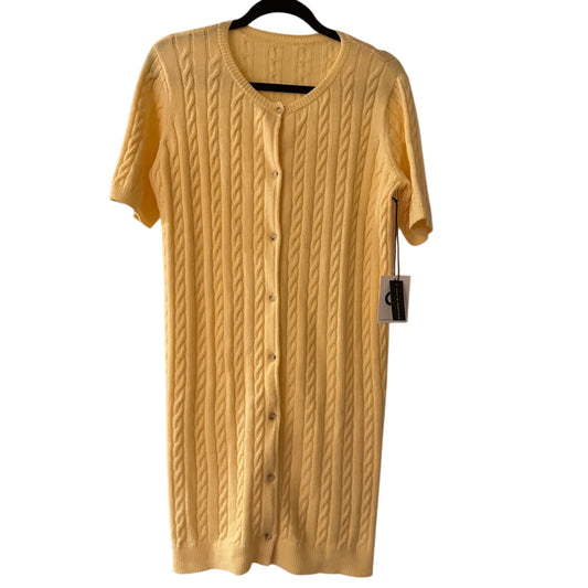 NWT Callahan yellow cable knit button down sweater dress size s/m