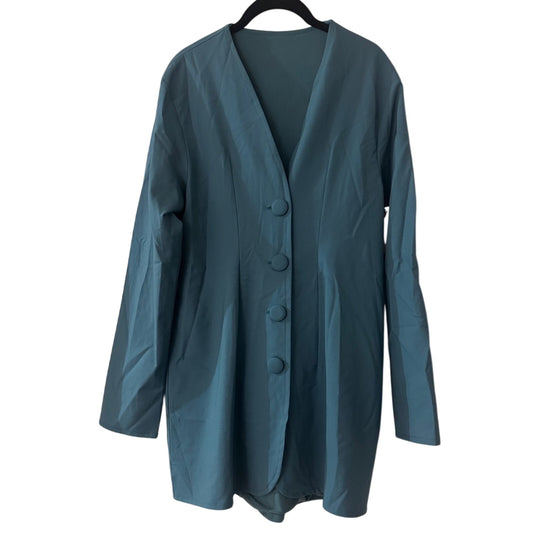 Phlemuns turquoise v neck blazer mini dress size medium