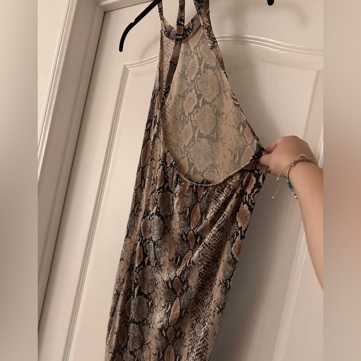 Pretty little think brown snake print halter dress size medium