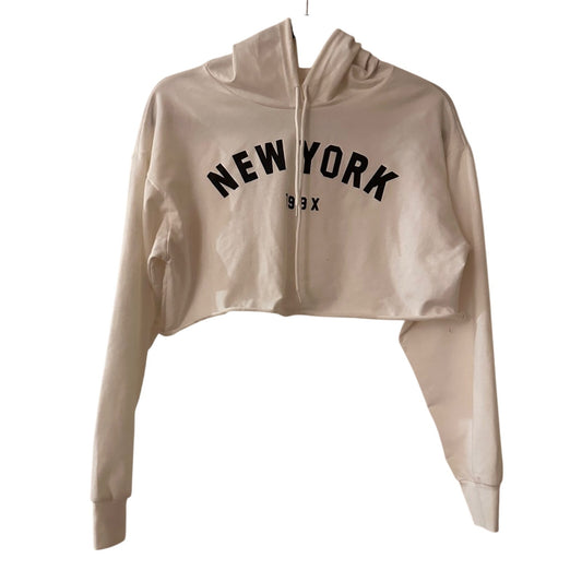 New York white cropped hoodie size small