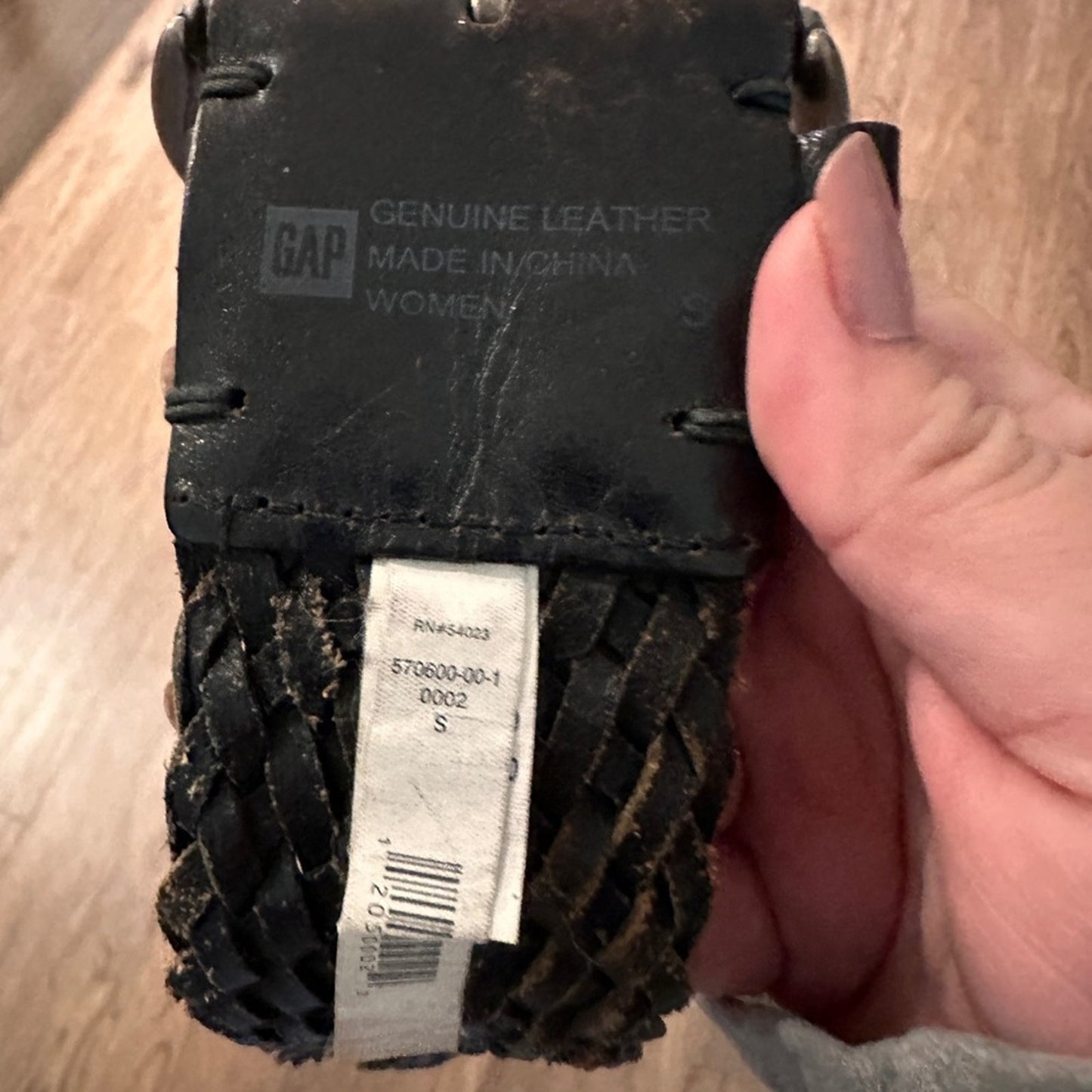 Gap Y2K era dark leather chunky braided belt size small