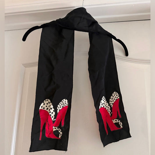 Stylish Black and Red Scarf with High Heel Design