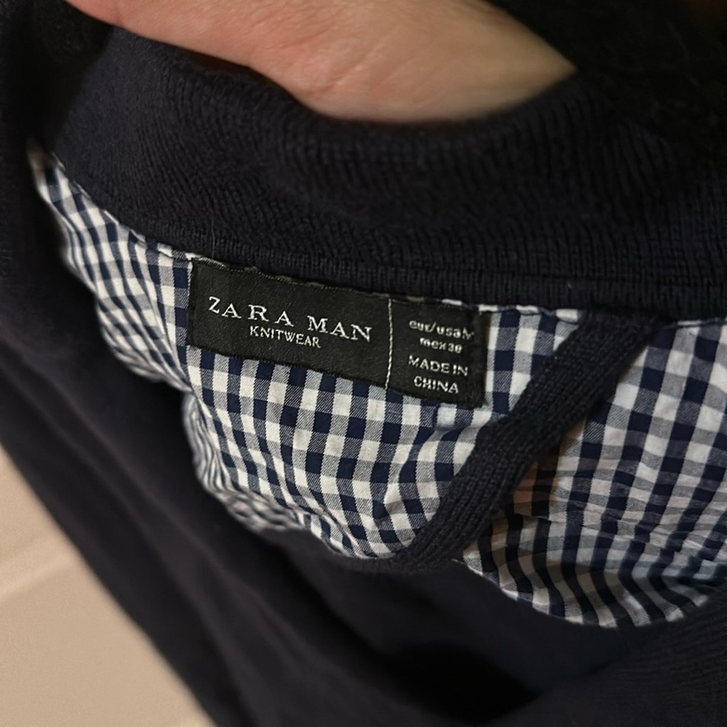 Zara Dark Navy collared knit cardigan size medium