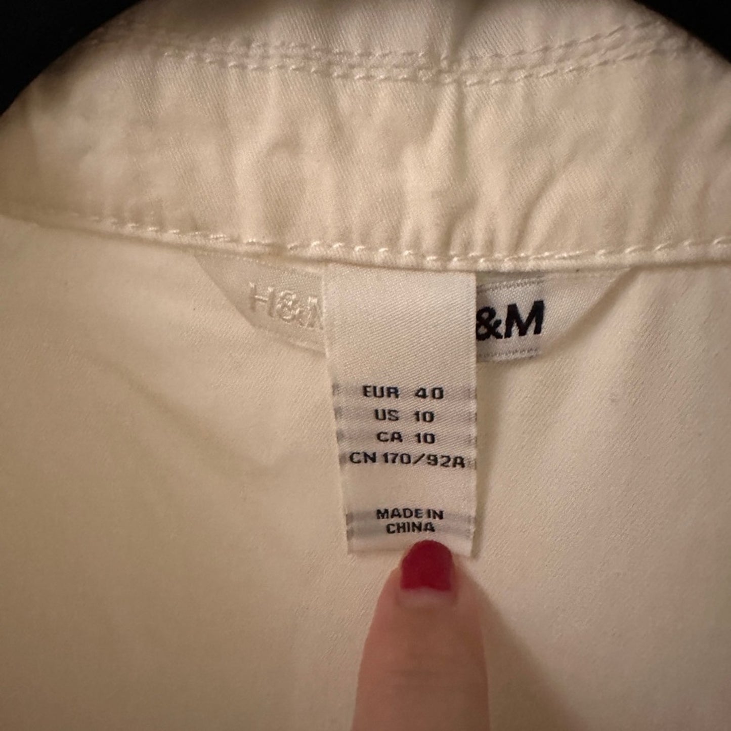 H&M white cotton jacket size 10