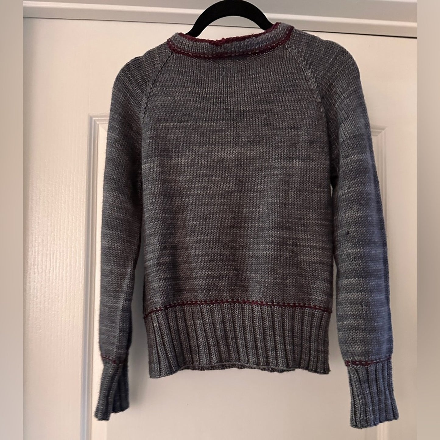 Handmade by Brenda grey and purple knit sweater