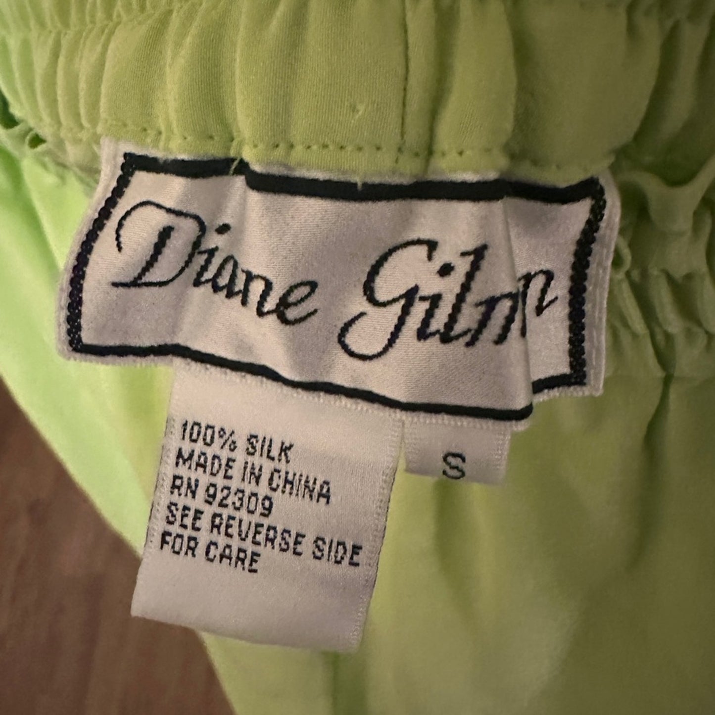 NWT vintage deadstock Dianne Gilman lime green pants size small