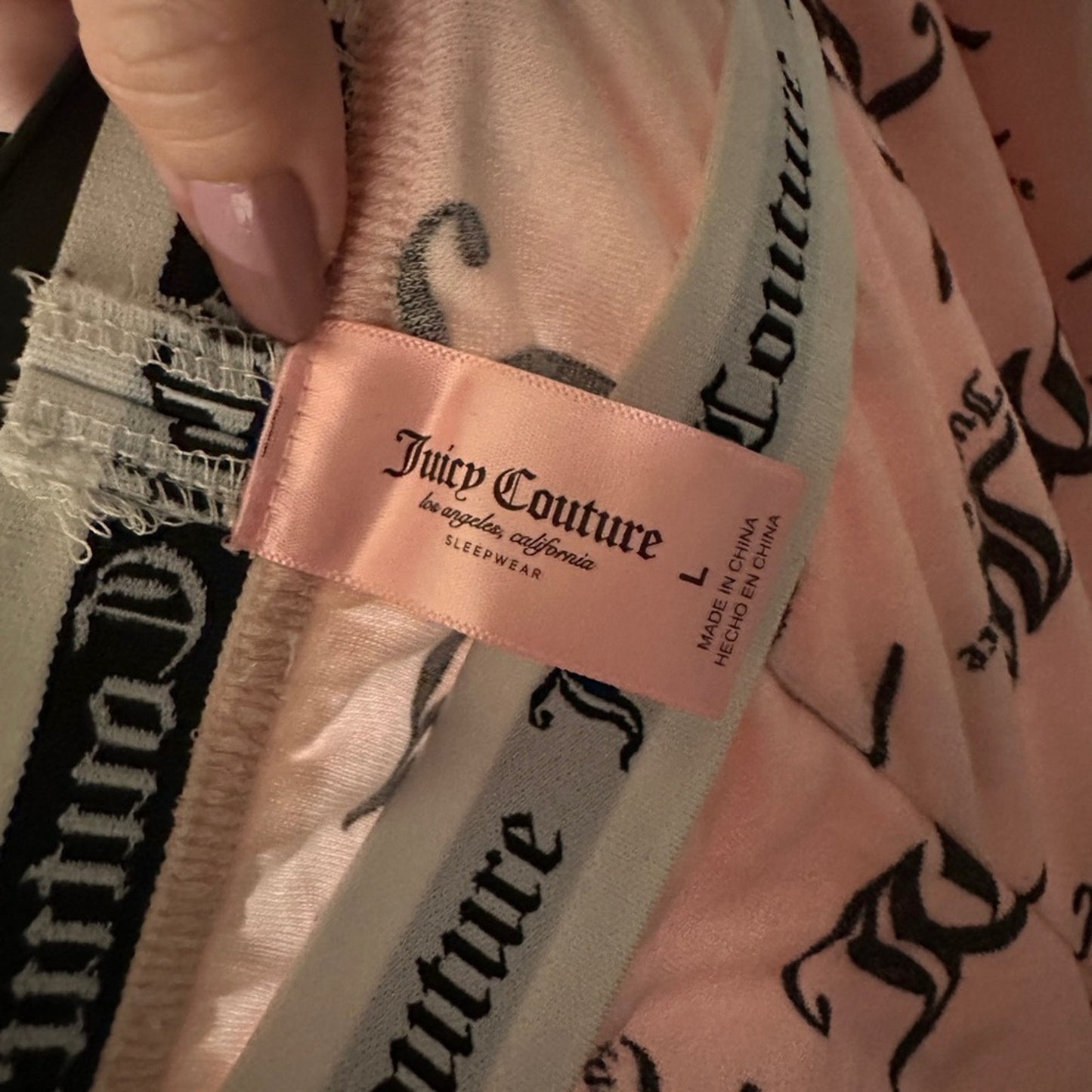Juicy Couture print pink and black pajama pants size large
