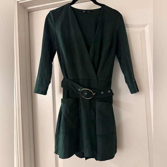 Zara Green faux suede playsuit size XS