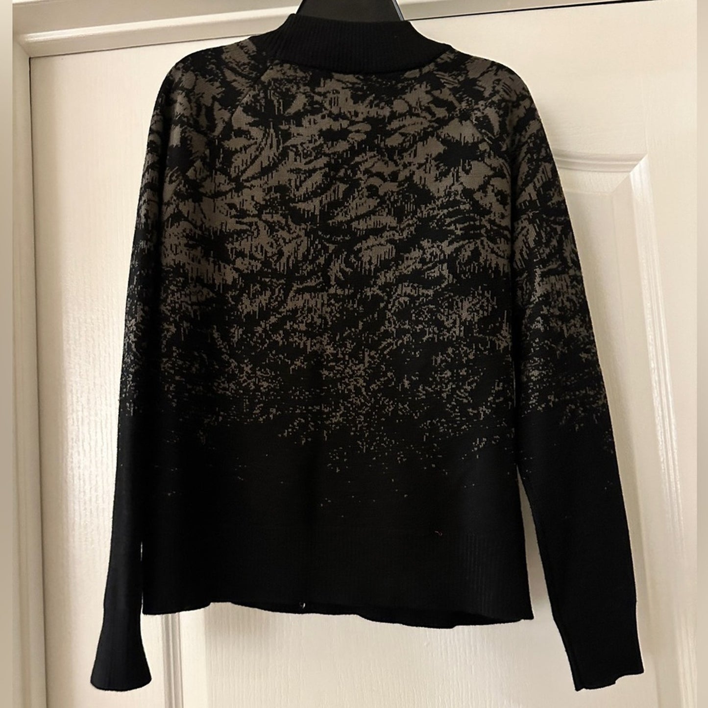 Althleta black and brown jaquard knit cowl neck wool blends sweater size xxs