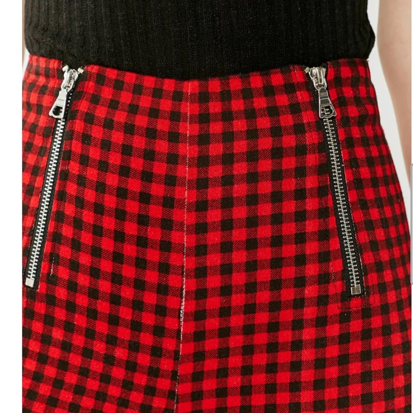 🍷I AM GIA black and red gingham skinny zipper pants size XS