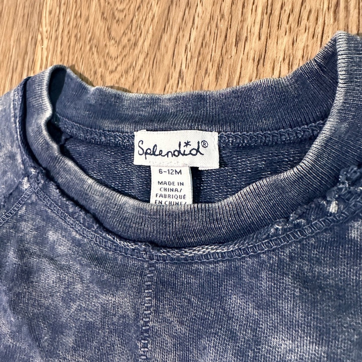 Spendid charcoal blue acid wash sweatshirt 6-12m