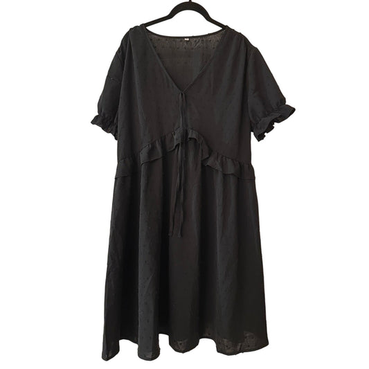 Elegant Black Ruffle Dress XXL
