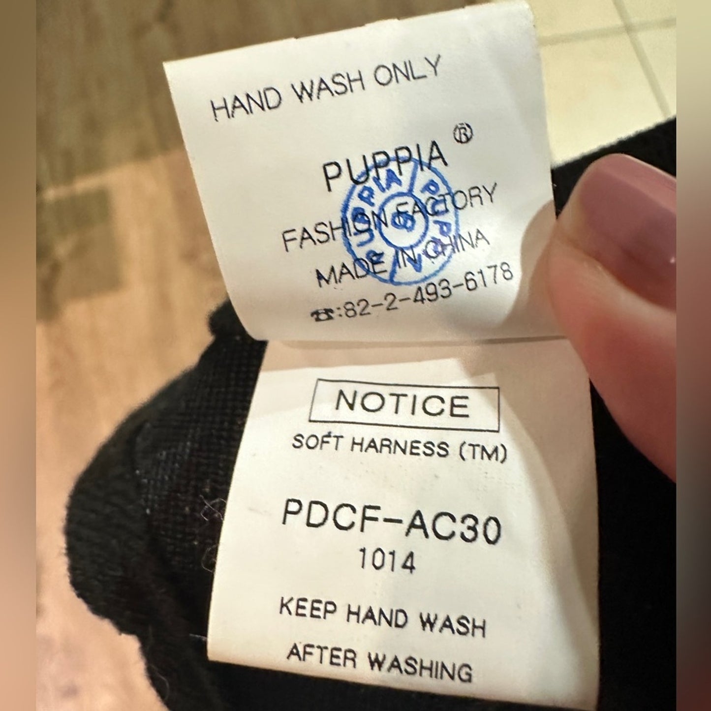 Puppia harness black size small