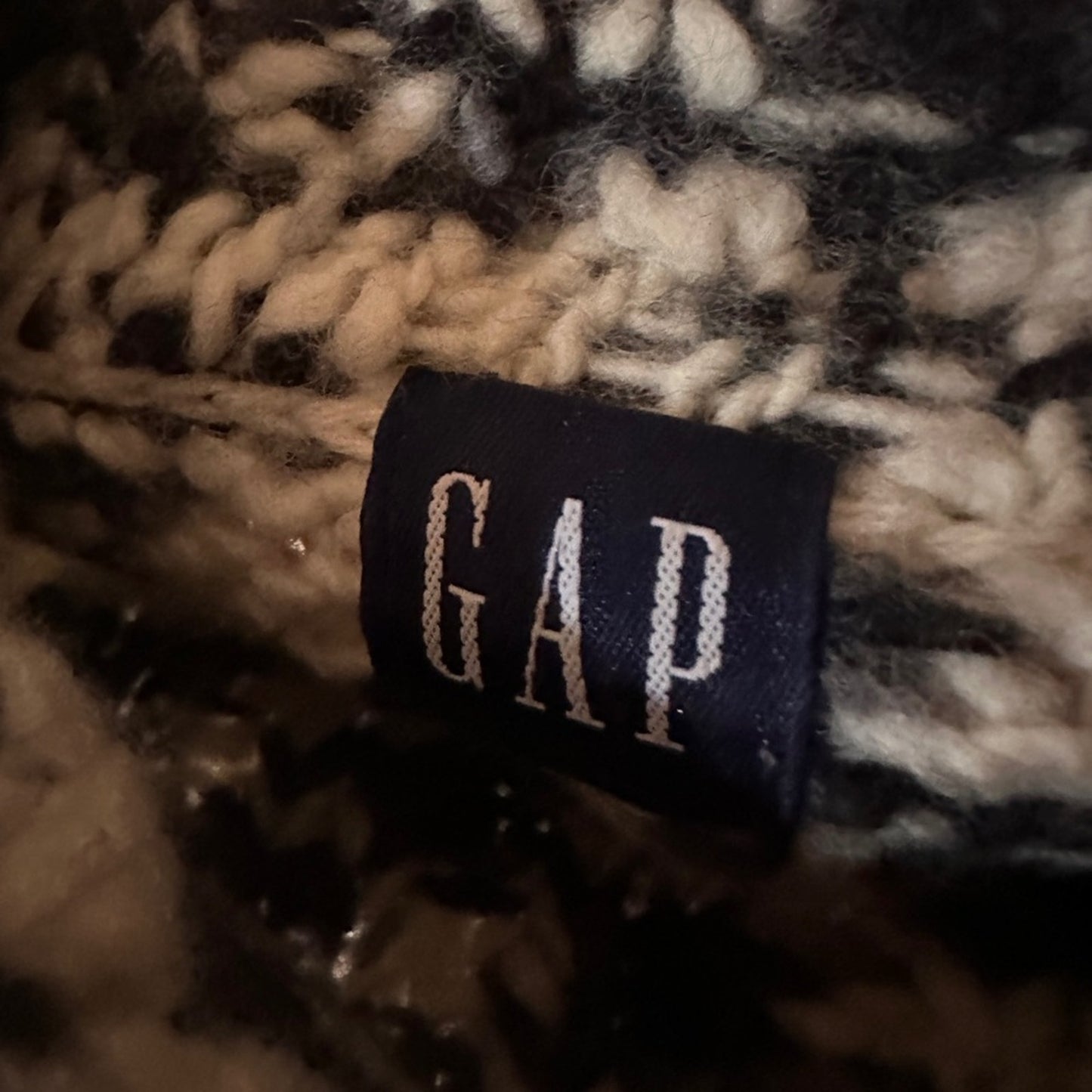 🍷GAP black and white knit 100% wool turtleneck sweater size XL