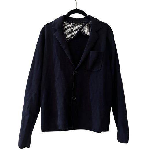 Zara Dark Navy collared knit cardigan size medium