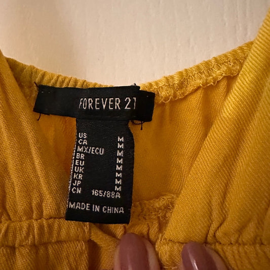 Forever 21 Yellow Sleeveless Mini Dress Size M