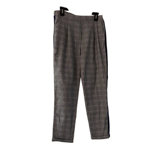 Elenza grey white and navy plaid houndstooth trousers size large