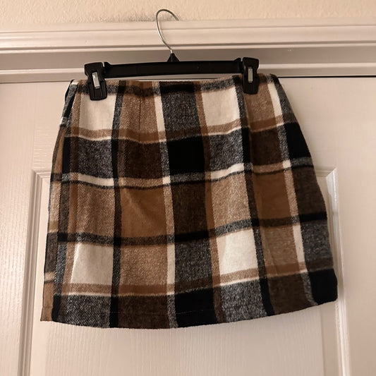 NWT neutral colors paid print wool blend mini skirt size small