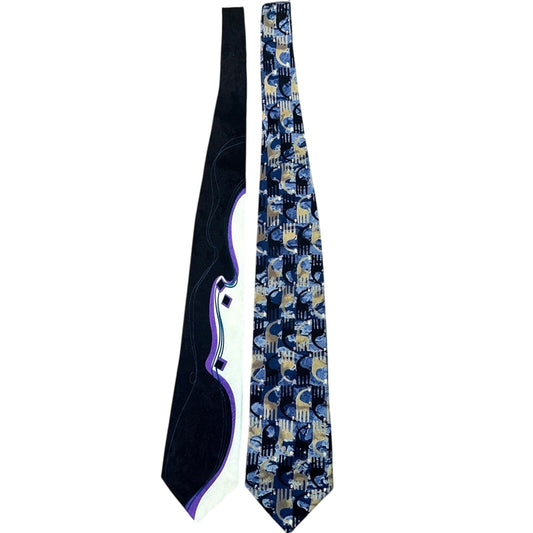 🍷Set of 2 printed vintage ties 100% silk